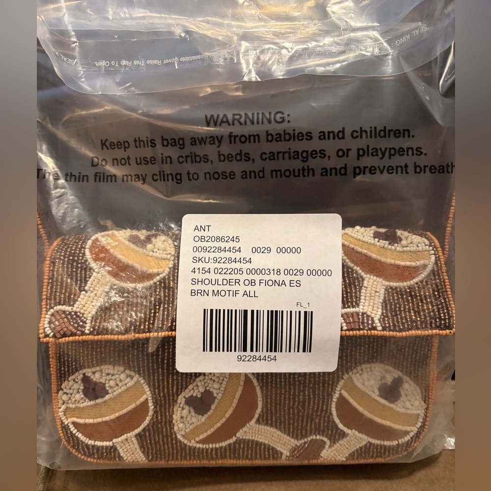 Anthropologie Fiona Beaded Bag - Espresso Martini